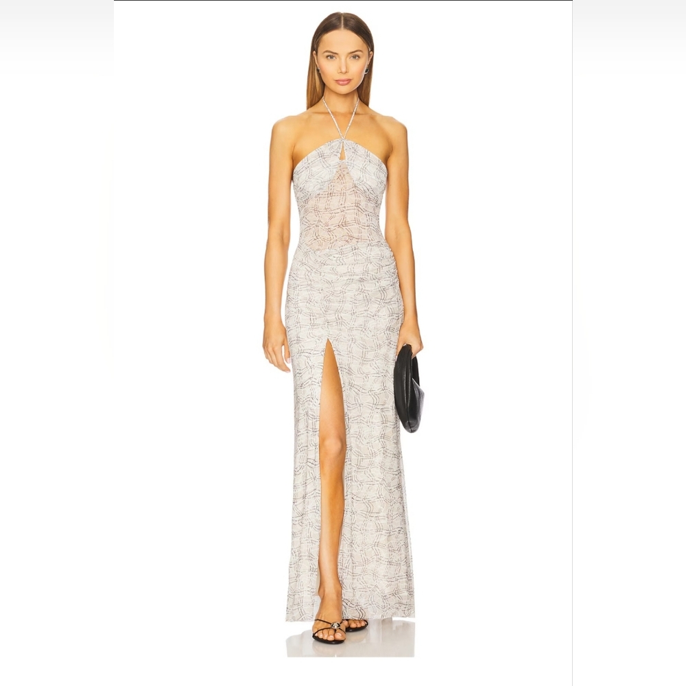 AFRM Printed Mesh Halter Maxi Dress